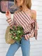 Long Sleeves Stripped Shirt with Irregular Shoulder