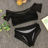 Sexy Black Fishnet High Waist Swimwear