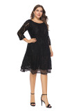 Plus Size Lace Black Skater Dress