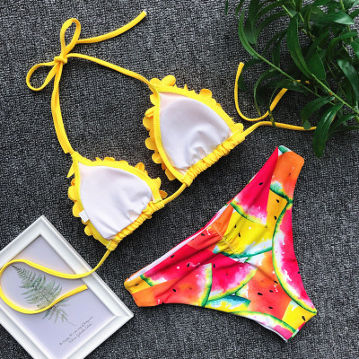 Two-Piece Print Flower Swimwear