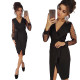 Black Wrapped Club Dress with Mesh Sleeves