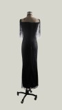 Black Sequins Sweetheart Evening Dress