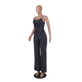 Sexy Stripped Strapy Jumpsuit with Bows 26465