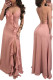 Sexy Pink Ruffles Evening Dress with Cross Back