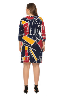 Plus Size Colorful Wrap Dress with Belt