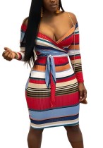 Sexy Sweetheart Colorful Stripes Bodycon Dress