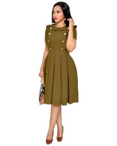 Short Sleeves Pleated Vintage Dress