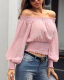 Pink Loose and Fit Off Shoulder Chic Blouse