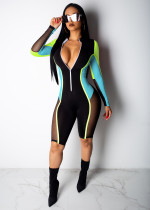 Contrast Active Long Sleeve Mid-Length Jumpsuit