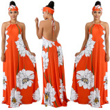 Print Floral Halter Maxi Dress