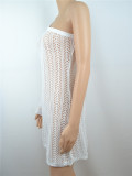 White One Shoulder Fishnet Mini Dress