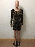 Long Sleeve Bling Bling Party Dress with Low Back