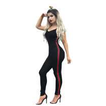 Sexy Straps Bodycon Jumpsuit with Contrast Bands 26934-1
