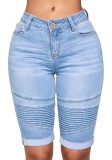 Blue Stripes Mid Denim Pants