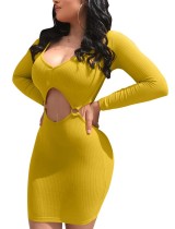 Sexy Long Sleeve Cut Out Bodycon Dress