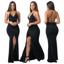 Sexy Black Twist Evening Dress with Strings Back 26866