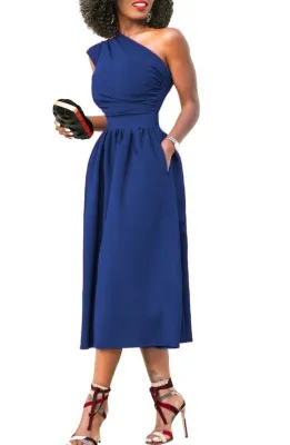 One Shoulder Midi Party Dress