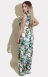 Floral Print Low V-neck Sleeveless Jumpsuit 26130