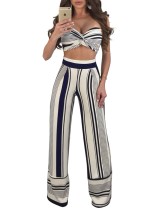 Sexy Strapless Stripped Cut-Out Jumpsuit
