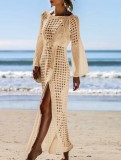 Long Sleeves Crochet Long Beach Dress