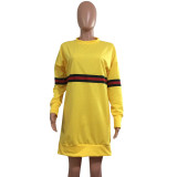 Block Color Shirt Dress with Long Sleeves
