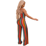 Multi-Colored Stripes Strap Jumpsuit