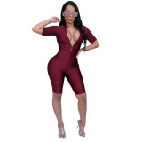 Red Tight Sports Mid-length Jumpsuit