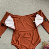 Long Sleeve Strapless Cut Out Swimsuit