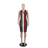 Multi-Color Stripped Straps Bodycon Dress