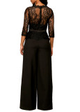 Lace Upper Jumpsuit with 3/4 Sleeves