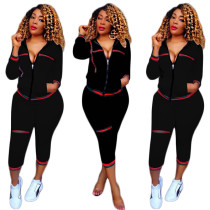 Black Tracksuit with Contrast Bands 27855-1