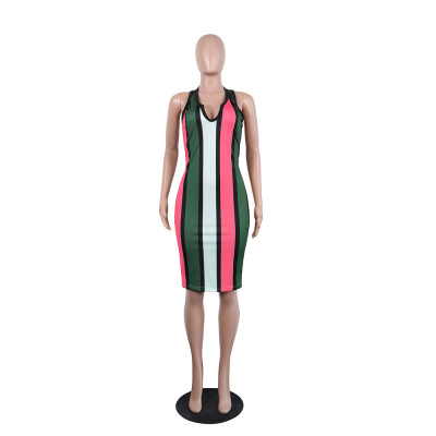 Multi-Colored Stripes Vest Dress