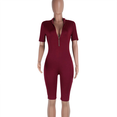 Red Tight Sports Mid-length Jumpsuit