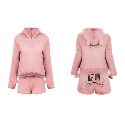 Short Plush Lazy Hoody and Shorts