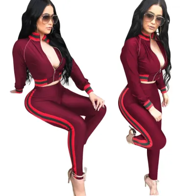 Sexy Curvy Tracksuit with Contrast Bands QI_3352-3