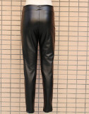 Black Leather Zipper Leggings