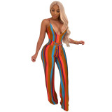Multi-Colored Stripes Strap Jumpsuit
