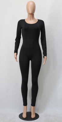 Sexy Black Tight Jumpsuit with Sleeves