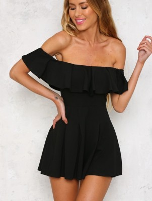 Off Shoulder Pleated Rompers