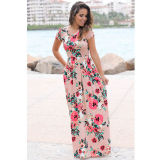 Floral Printed Short Sleeve Casual Maxi Dress 26063-3