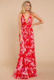 Print Sexy Straps Long Honeymoon Dress