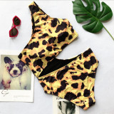 High Cut Sexy Leopard One Shoulder Swimsuit