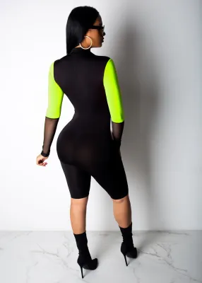 Contrast Active Long Sleeve Mid-Length Jumpsuit