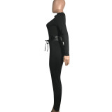 Black Long Sleeve Sexy Bodycon Jumpsuit