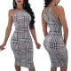 Multi-Color Checks Halter Club Dress