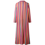 Colorful Stripes Long Sleeve Maxi Dress