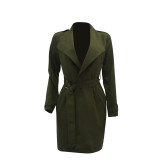 Long Green Coat with Belt 27356-2