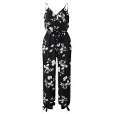 Sexy Straps Flower Casual Jumpsuit