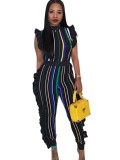 Colorful Stripes Ruffle Jumpsuit