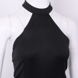 Black Detailed Scoop Midi Dress
